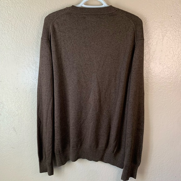 Banana Republic Silk Cashmere Quiet Luxury Dark Brown V-Neck Sweater Size L - Picture 2 of 5